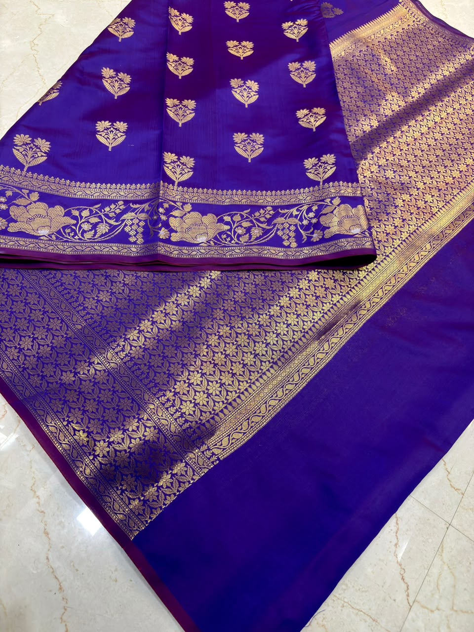 Elegant Royal Blue Banarasi Katan Saree with Rich Zari Weave