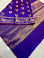 Elegant Royal Blue Banarasi Katan Saree with Rich Zari Weave