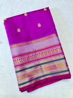 Royal Rani Pink Banarasi Katan Silk Saree with Rich Zari Buti & Contrast Gold Pallu